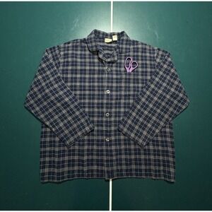 Vintage LL Bean Flannel Shirt Men's XL Plaid Blue Gray Pajama Top Soft Button Up